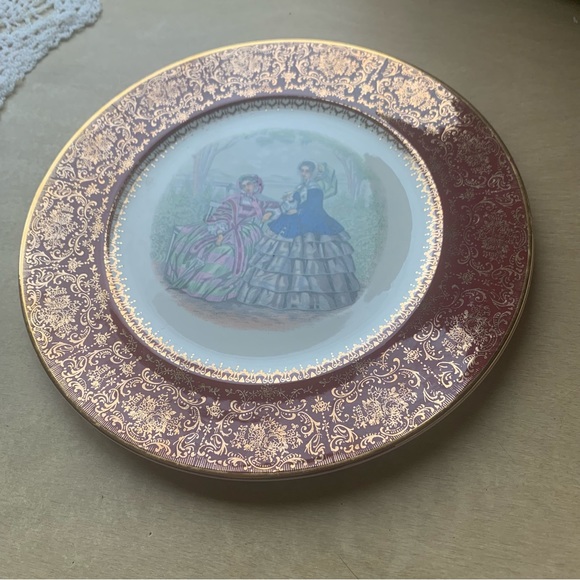 Vintage Plate Century by Salem USA Victorian Ladies  Burgundy Rim 23K Gold Trim - Picture 6 of 10